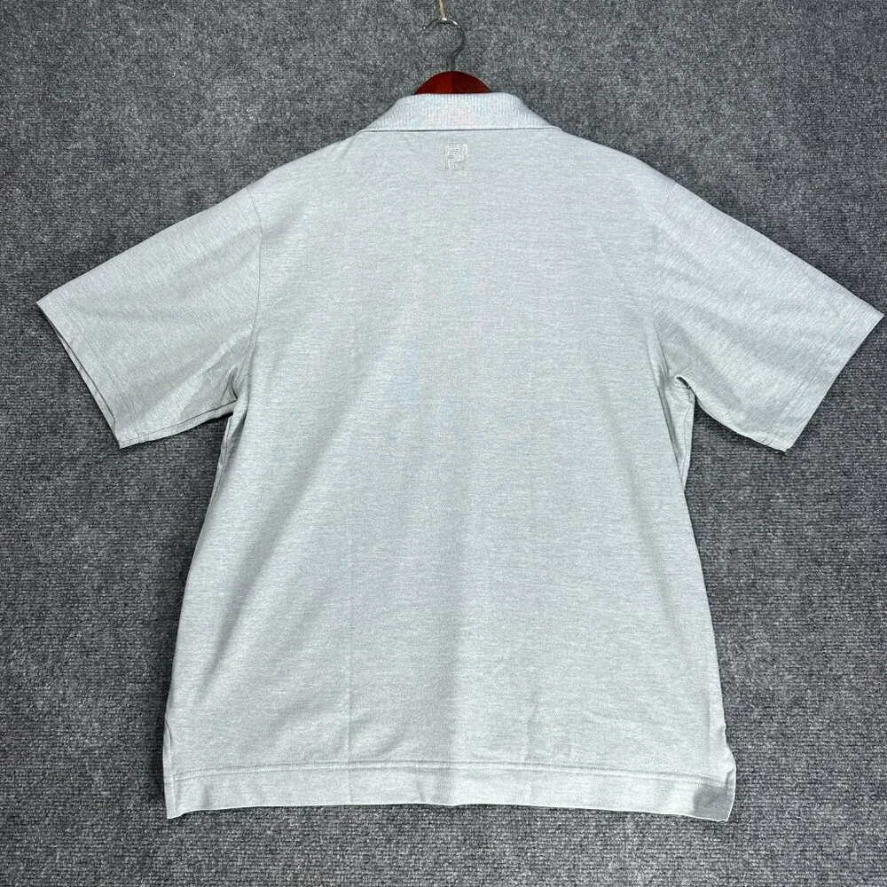 FJ FootJoy Polo Shirt Mens Medium Gray Knit Short Sleeve Logo on Back Split Hem - Picture 6 of 7